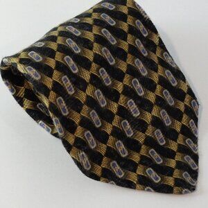 Robt Talbott Studio Silk Hand Sewn USA Made Tie Gold Blk Lav 57 x 4